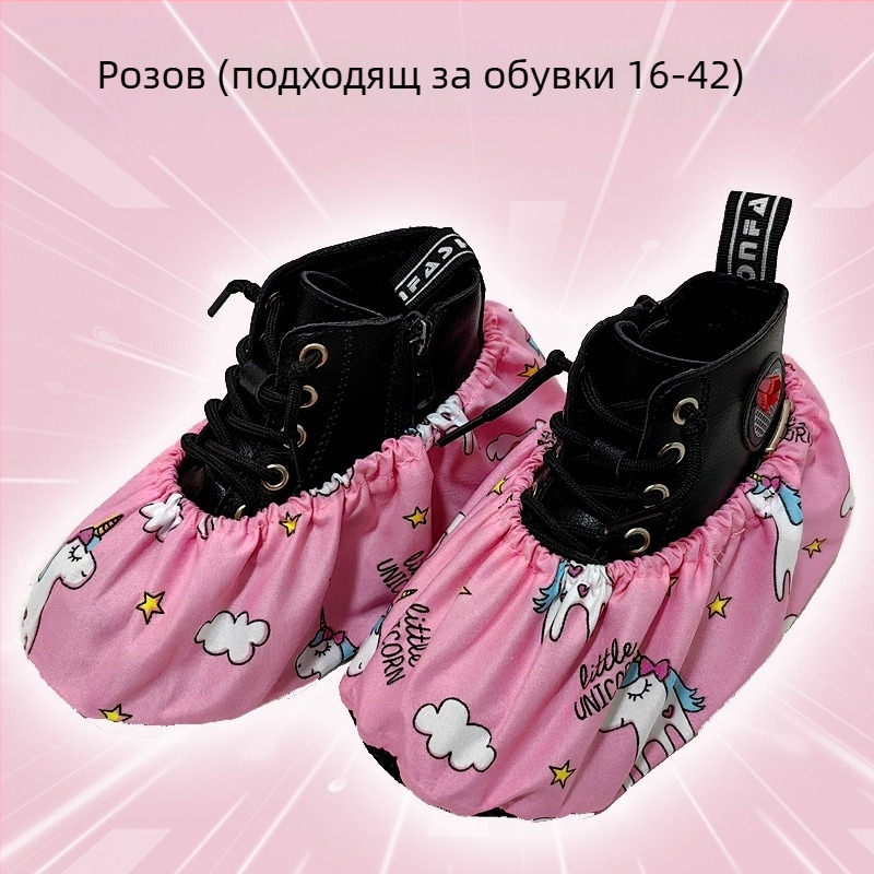 Детски платнени калъфи за обувки за вътрешно ползване, карикатурен дизайн, общо предназначение; защита от прах, дебелина обикновена, биоразградими, тегло около 60 г