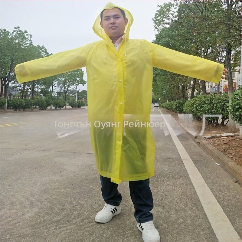 За възрастни EVA дъждобран‑пончо, дебел плат 0,1 мм, водоустойчиво PE лепило, персонализирано лого, походно дъждовно облекло