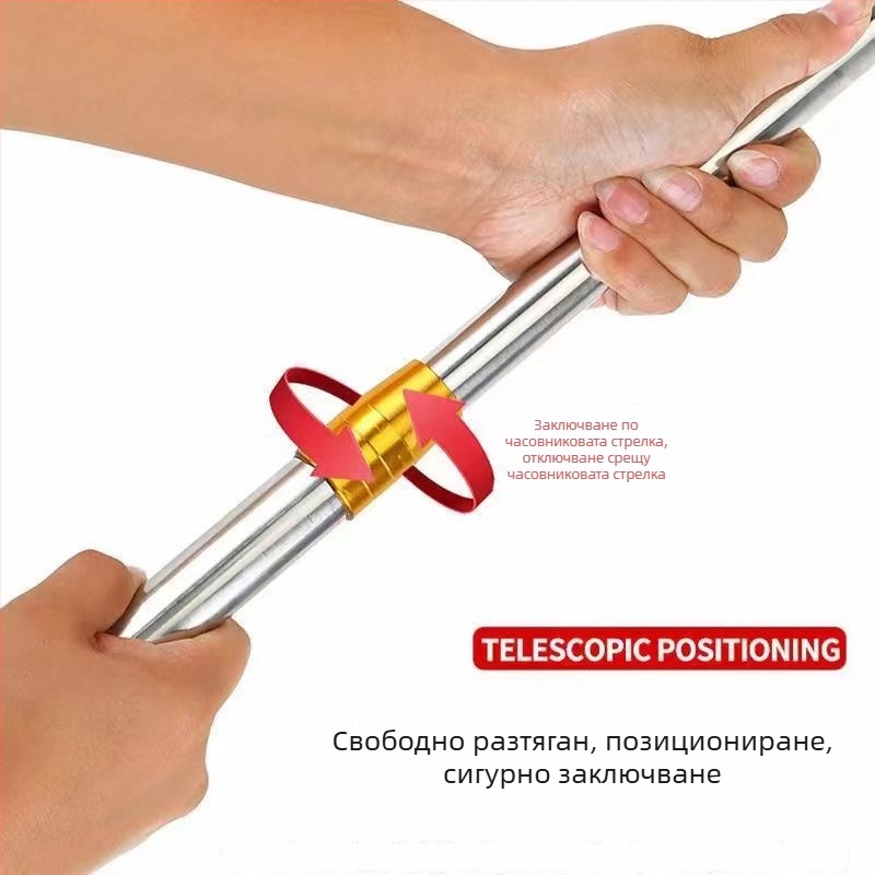 Телескопична пръчка за мрежа от неръждаема стомана с калъф за височинно събиране на плодове, 3-секционна разтегателна конструкция