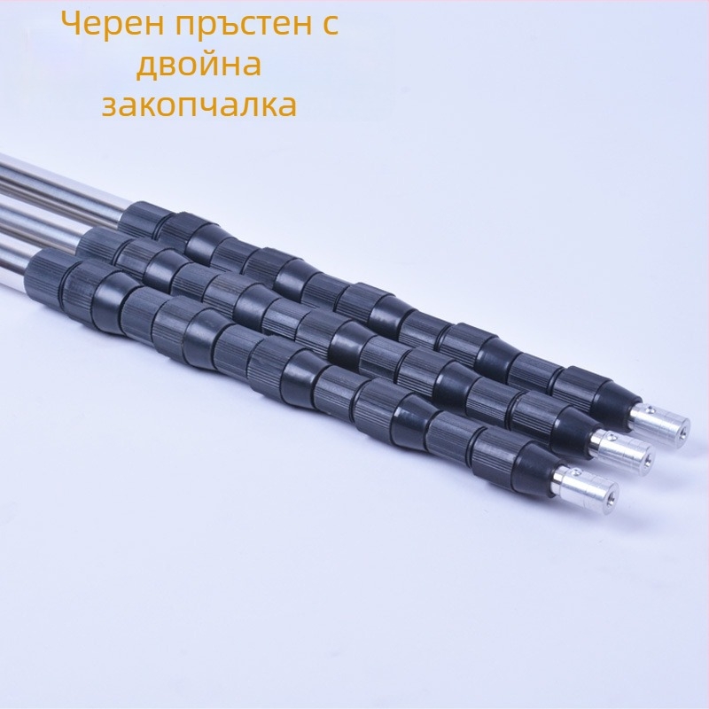 Телескопична пръчка за мрежа от неръждаема стомана с калъф за височинно събиране на плодове, 3-секционна разтегателна конструкция