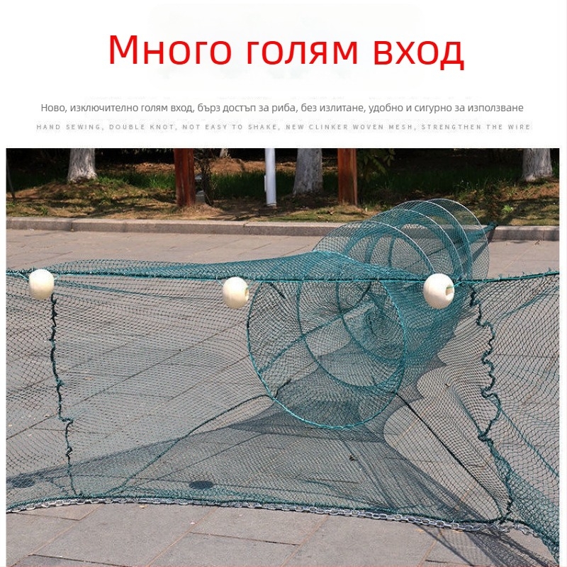 Рибарска мрежа за преграда на река, дизайн осмица, отвор тигър уста, клетка за скариди