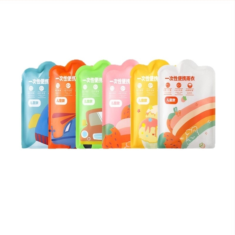 Детски дъждобран за еднократна употреба, удължен и по-дебел дизайн, едно парче, PE плат, за училище и пътуване.