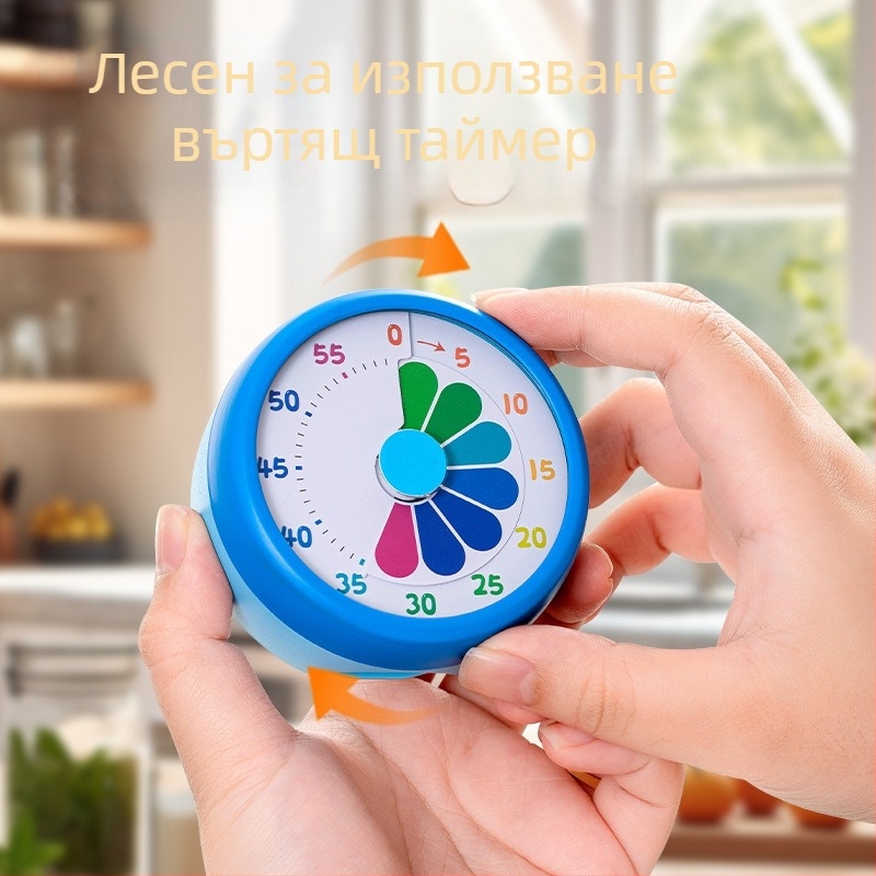 Механичен детски таймер с цифров дисплей, корпус от алуминиева сплав, хронограф, ръчно навиване