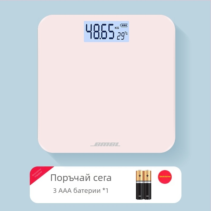 Везна за измерване на телесни мазнини, модел S002, панел от закалено стъкло, квадратна форма, захранване с батерия, японски стил, семпъл дизайн