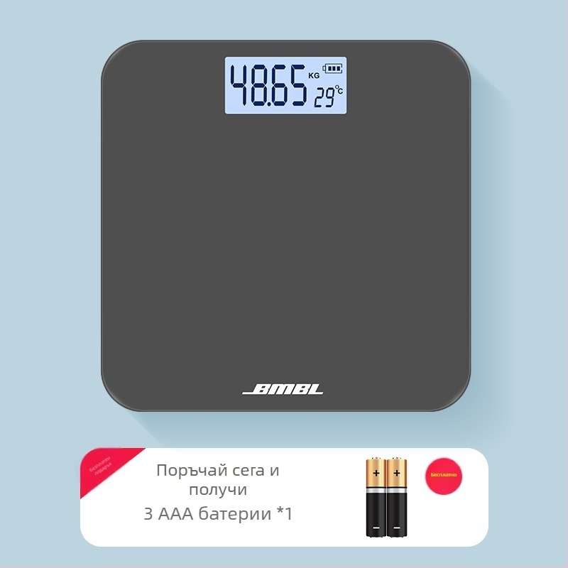 Везна за измерване на телесни мазнини, модел S002, панел от закалено стъкло, квадратна форма, захранване с батерия, японски стил, семпъл дизайн