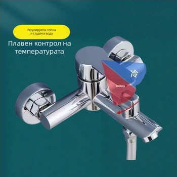 Скрита душ-система от 304 неръждаема стомана, въртяща се пръскаща глава, спестяване на вода, двойно управление топло/студено, едно натискане за прекъсване на водата, 0–90°C