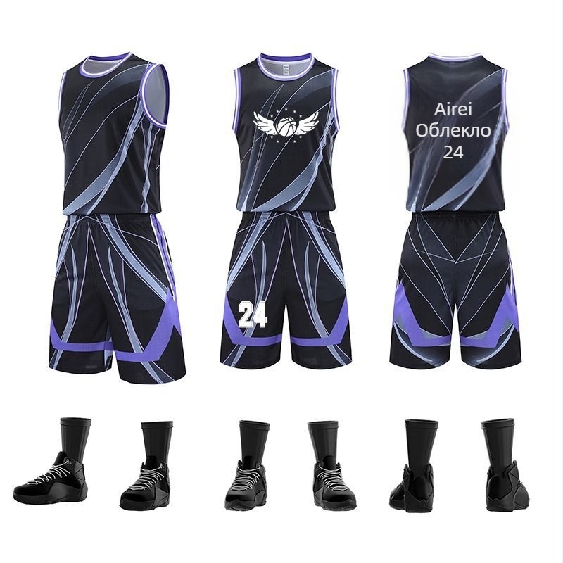 Баскетболна униформа за възрастни мъже, полиестров плат с подплата от полиестер, подходяща за всички сезони, тренировъчна фланелка с възможност за печат на номера