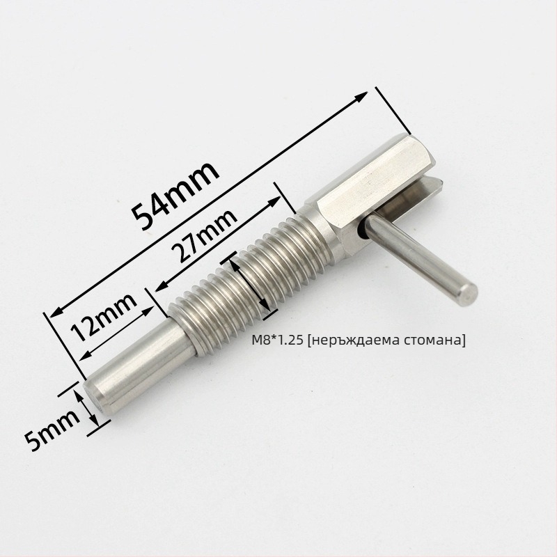 Индексиращ щифт, L-тип, удължен, груба резба, плунжер с копче, пружина