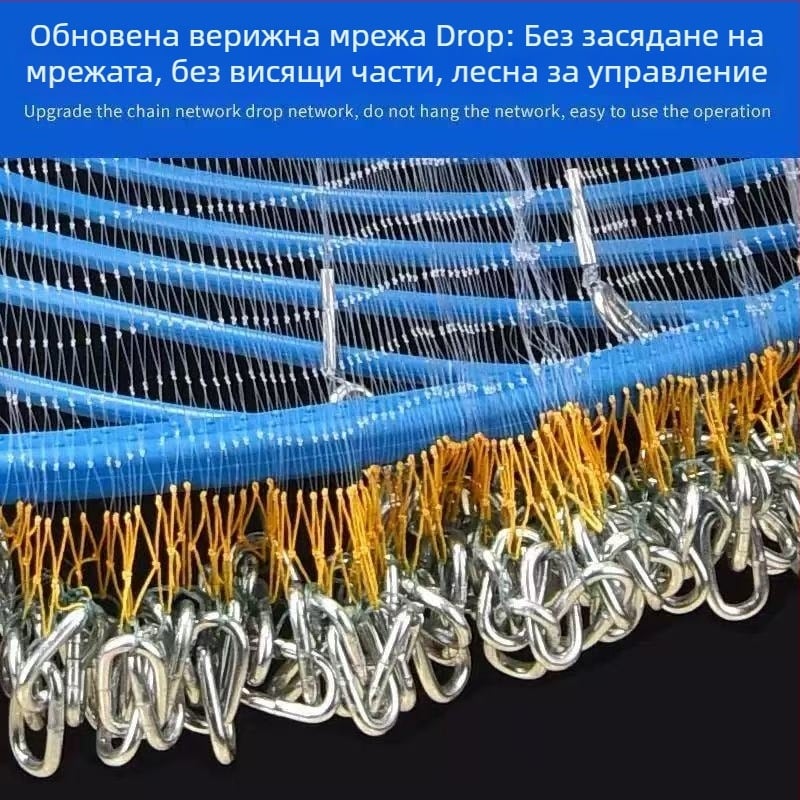 Риболовна мрежа за ръчно хвърляне, диск-образна, лесна за хвърляне, улов на риба