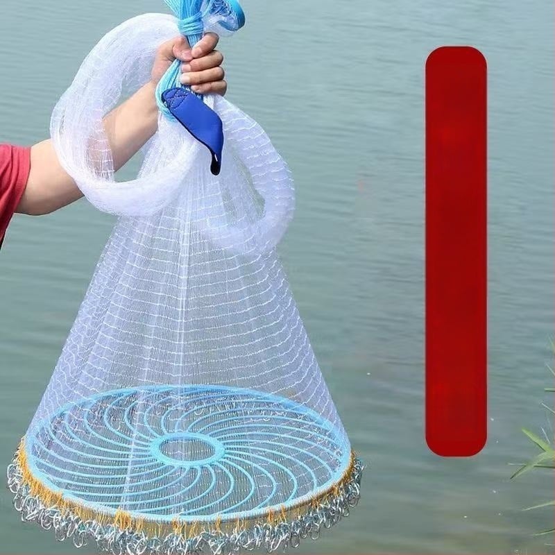 Риболовна мрежа за ръчно хвърляне, диск-образна, лесна за хвърляне, улов на риба