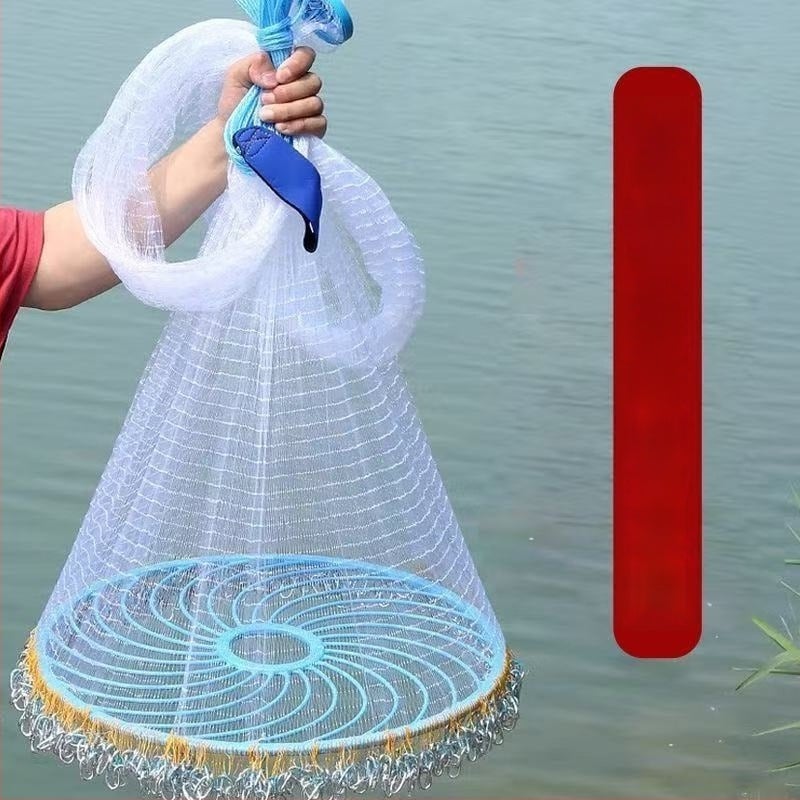 Риболовна мрежа за ръчно хвърляне, диск-образна, лесна за хвърляне, улов на риба