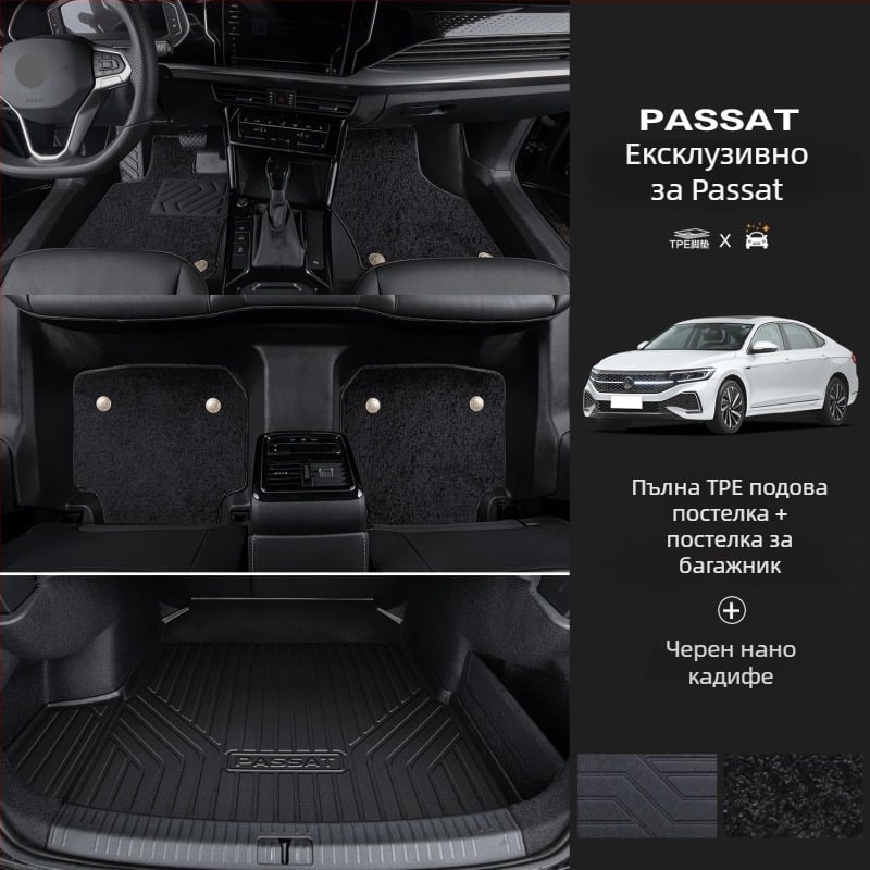 Пасат 2025 - комплект подложки за пода с прагове, специално за петместна конфигурация, печат на лого, код на продукта 6823H886815Z14