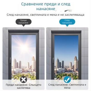 Филм за изолация на прозорци от стъкло, удебелен слънцезащитен филм за офис и дневна, защита на поверителността и топлинна изолация