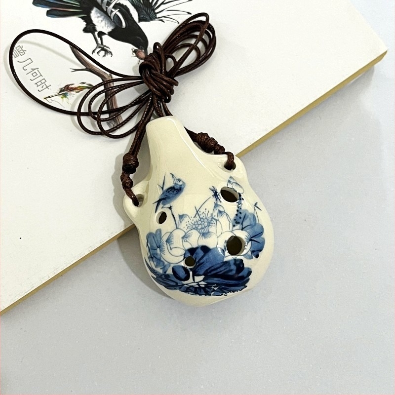 Порцеланова окарина с шест дупки, Haoran модел 001, тоналност C, произход Jingdezhen