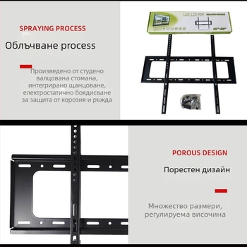 Стенно окачване за LCD телевизор, 2 слоя, носи над 15 кг, материал: желязо, VESA 200×200 / 400×400 / 600×400
