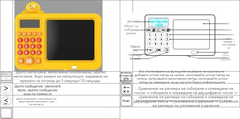 Умна машина за ранно образование с устен калкулатор и дъска за писане за деца на възраст 4–6 години — LCD екран, презареждаема литиева батерия, интерактивен сензорен контрол