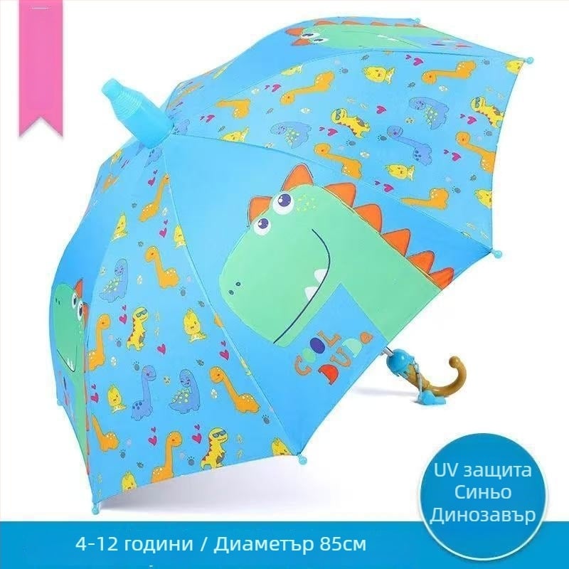 Детски чадър Nezha с карикатура — винилова обвивка, 8 ребра, алуминиева дръжка, ръчно отваряне, полуавтоматично затваряне