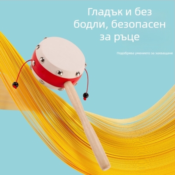 Бебешка дрънкалка, овча кожа като материал за играчката, барабанна глава 7 см