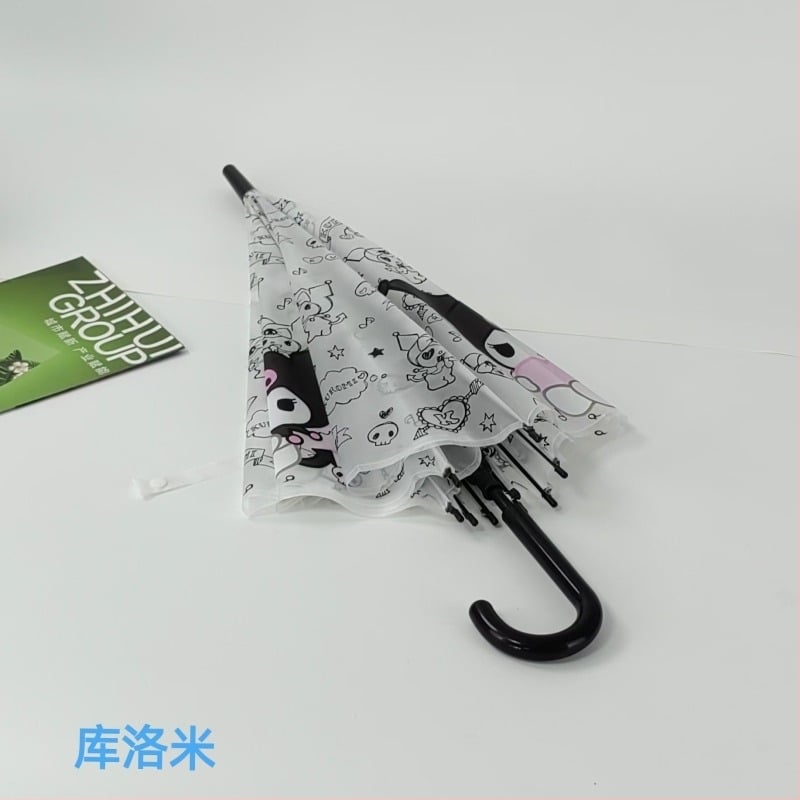 Детски чадър с дълга дръжка, автоматично отваряне, 8 ребра, стоманен прът, пластмасов плат 190T