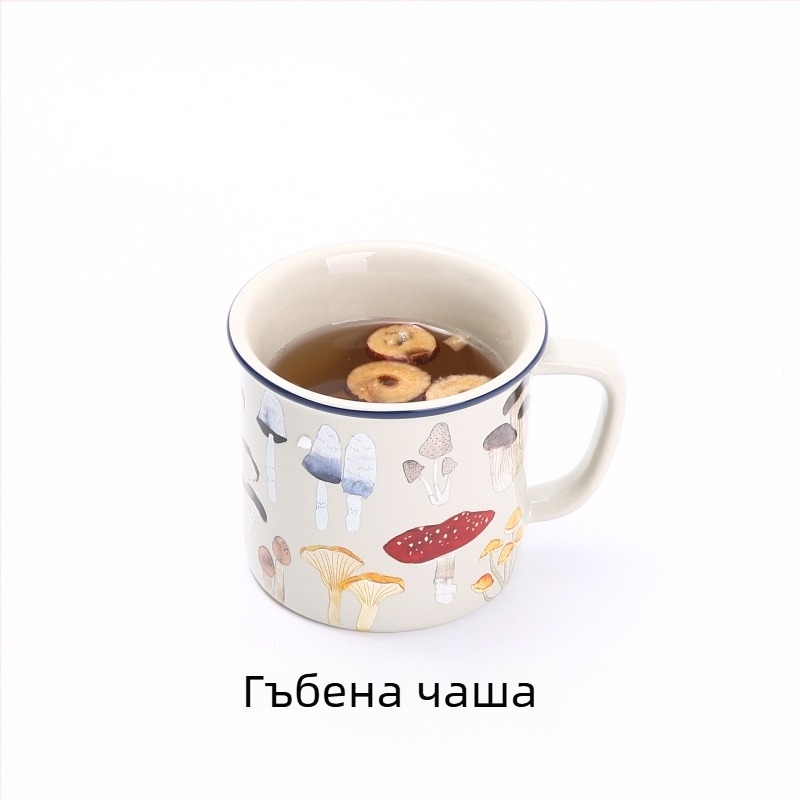 Емалиева чаша за кафе, цилиндрична, с дръжка, печат на лого, модерен минималистичен стил, подходяща за микровълнова