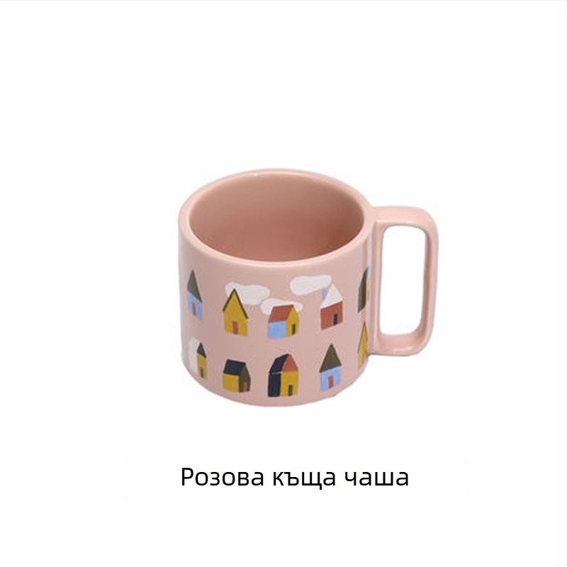 Емалиева чаша за кафе, цилиндрична, с дръжка, печат на лого, модерен минималистичен стил, подходяща за микровълнова