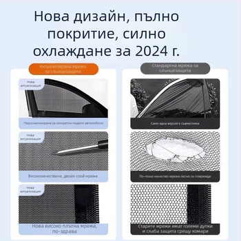 Автомобилна мрежа против комари за страничен прозорец – мрежа, универсална съвместимост, защита от насекоми и слънцезащита