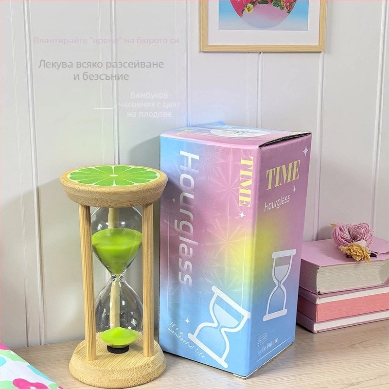 Дървен пясъчен часовник с плодова тема, ръчно изработен, 3–30 минути