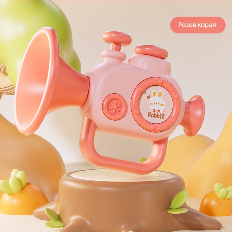 Д Detски образователен музикален комплект — дрънкалка, ръчен барабан, хармоника и рог; пластмасов материал; за деца 0–3 години; 3C сертификация 2023152202045944