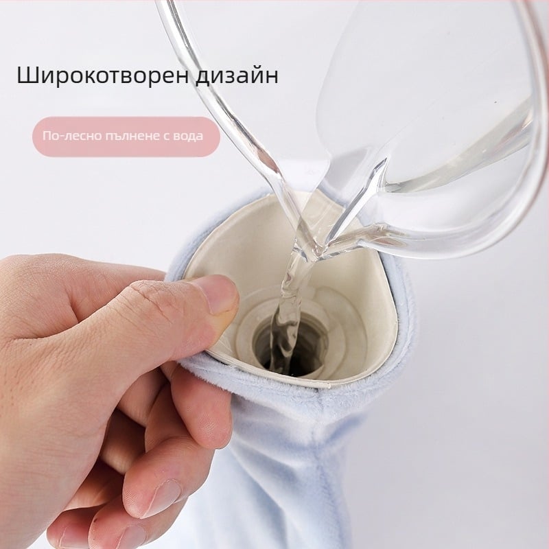 Чанта за гореща вода с водно инжектиране – карикатурен космонавт, гума, за държане в ръка, 270 г, горещо/студено използване