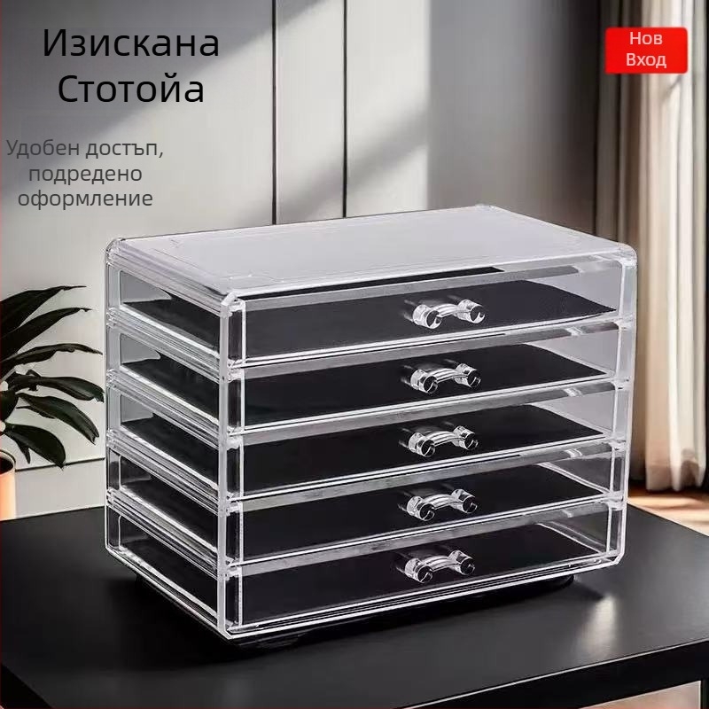 Козметична кутия за съхранение с чекмеджета, пластмасова, многоетажна, настолен органайзер в японски стил