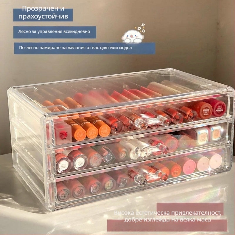 Козметична кутия за съхранение с чекмеджета, пластмасова, многоетажна, настолен органайзер в японски стил