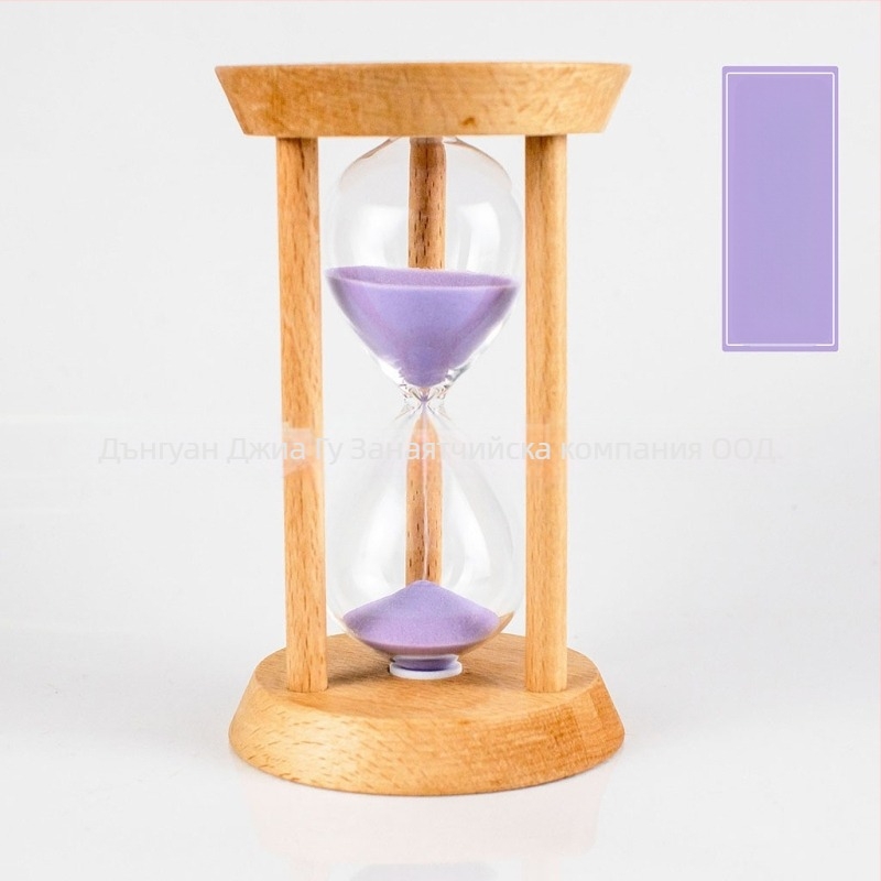 Дървен пясъчен часовник-таймер с три колони, кръгъл дизайн, бук, модерен арт стил, полу ръчен, полу механичен настолен декор
