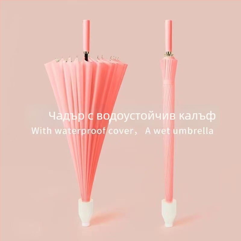 Мъжки чадър с 24 ребра, автоматично отваряне, дълга дръжка в стил голф, водоустойчив плат 190t, възможност за печат на лого