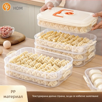 Пластмасова кутия за съхранение на пелмени, прост дизайн, без марка