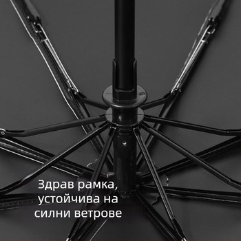 3-частов автоматичен слънчев чадър за възрастни с UV защита UPF>50, 8 ребра стоманена конструкция, възможност за печат на лого