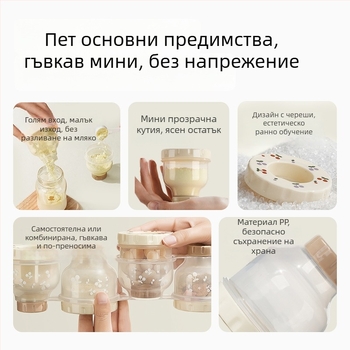 Little White Bear Бебешка кутия за мляко на прах – портативна, четири отделения, плътно затваряща, голям капацитет