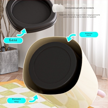 Мультяшен кош за отпадъци без капак, пластмасов, обем 12 л+, цилиндрична форма, за домакинство