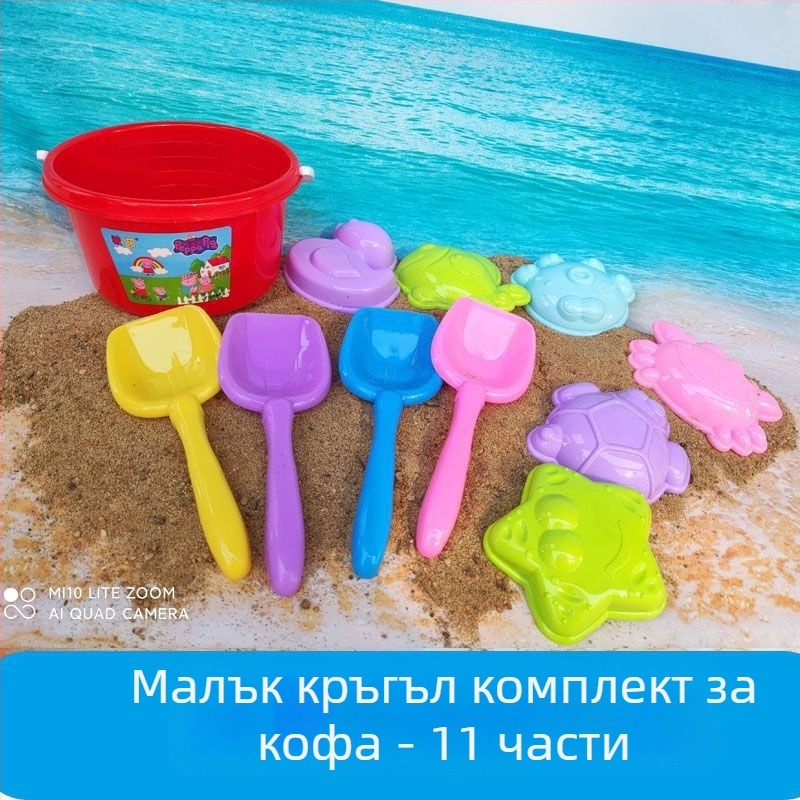 Детски комплект плажни кофи за пясък с ледено-сладоледен мотив – пластмасов материал, цветна кутия опаковка, 3C сертификационен код 2023152202047939