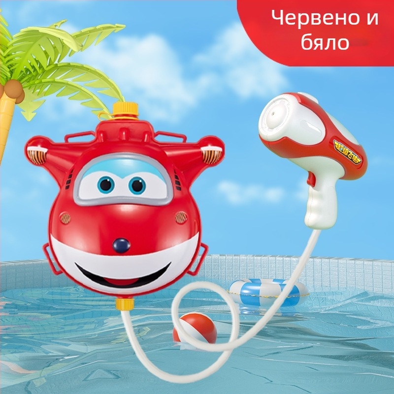 Воден пистолет с раница, голям капацитет, пластмасов, интерактивна играчка за деца 4–6 години