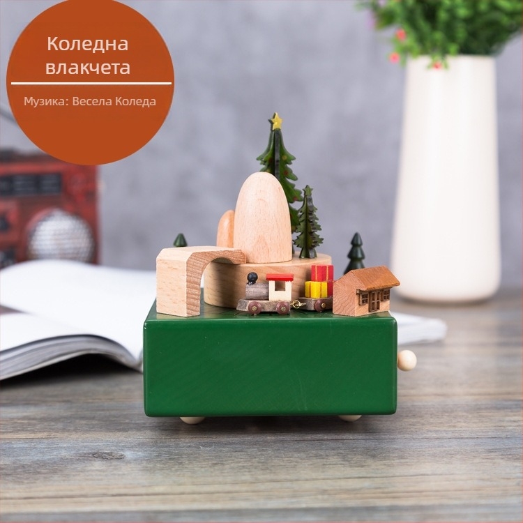 Дървена музикална кутия, бук, полу ръчна изработка, дизайн Парижката кула, домашен декор, подарък за сватби и рожден ден