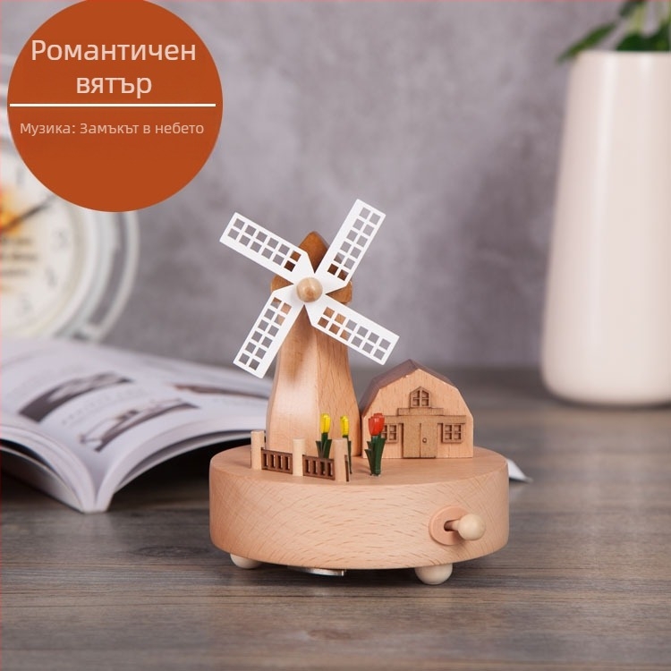 Дървена музикална кутия, бук, полу ръчна изработка, дизайн Парижката кула, домашен декор, подарък за сватби и рожден ден