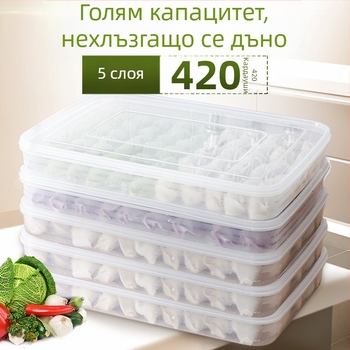 Кутия за съхранение на пелмени – многослойна конструкция, PP материал, безопасна за микровълнова печка и замразяване