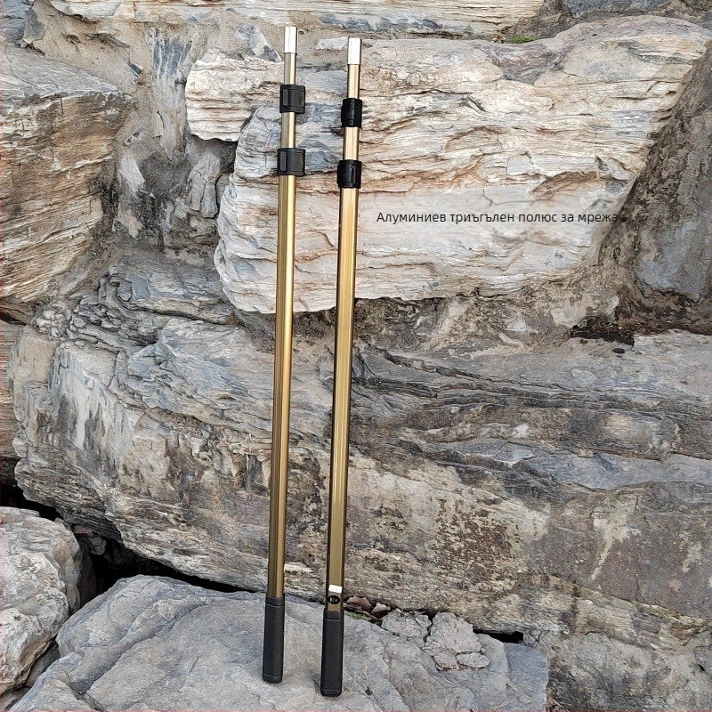 Алуминиева сплавна глава за риболовна мрежа, прибираема пръчка и мрежеста торба с дебела мрежа