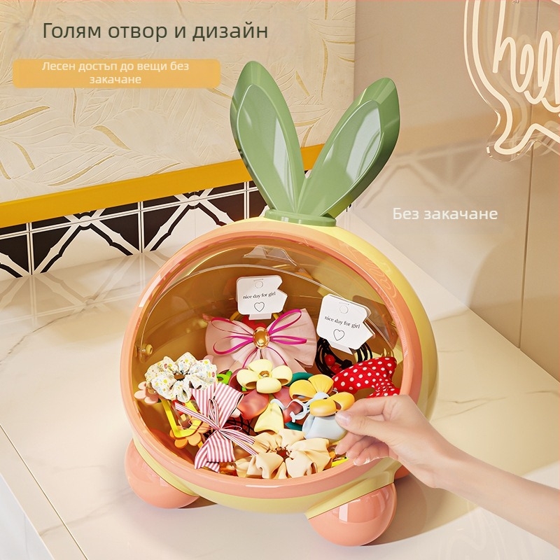 Кутия за съхранение на ластици за коса – сладък стил, органайзер за аксесоари за коса и бижута на тоалетката; Материал: Друг; Марка: Без частна марка
