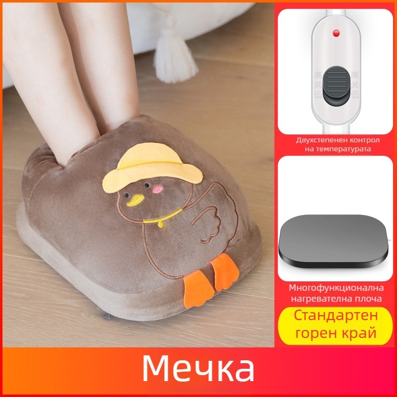 Електрически нагряващи пантофи, USB захранване, велурено горно, пластмасова подметка, унисекс