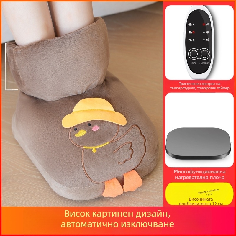 Електрически нагряващи пантофи, USB захранване, велурено горно, пластмасова подметка, унисекс