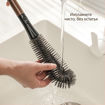 Четка за почистване на чаши и бутилки с меки четина, многофункционална, гъвкава и с дълга дръжка