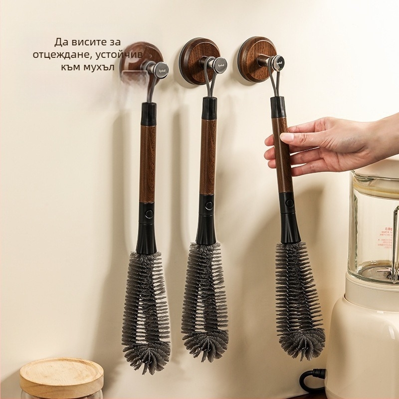 Четка за почистване на чаши и бутилки с меки четина, многофункционална, гъвкава и с дълга дръжка