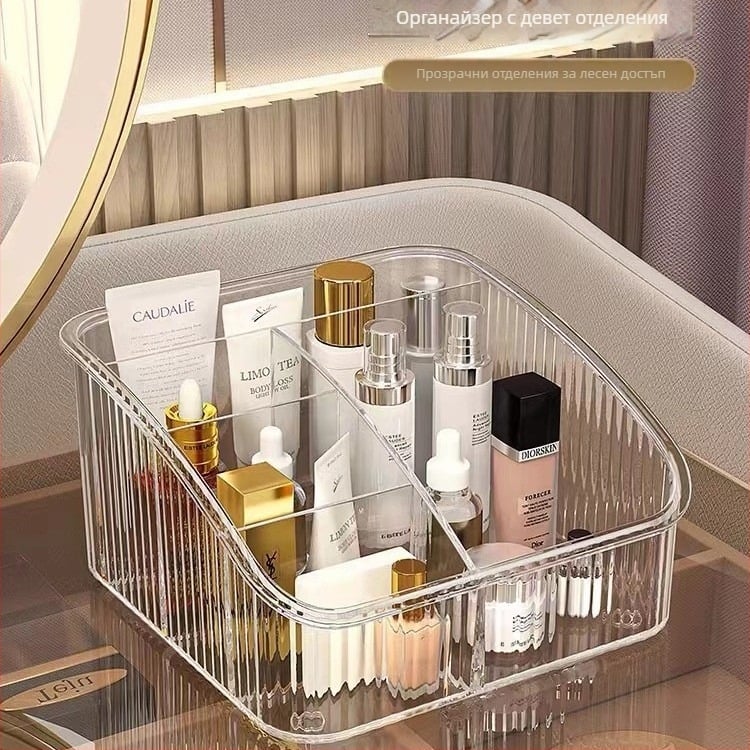 Козметична кутия за съхранение и органайзер за бюро с голям капацитет, PET материал, без капак, персонализируемо, стил лукс, пуснат през 2024 г.