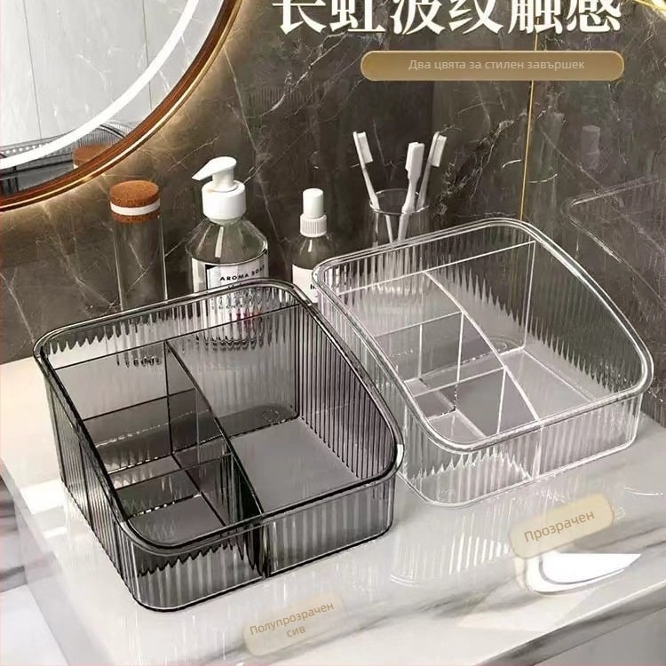 Козметична кутия за съхранение и органайзер за бюро с голям капацитет, PET материал, без капак, персонализируемо, стил лукс, пуснат през 2024 г.